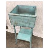 Primitive Painted Plant Stand w/ Bamboo Legs,