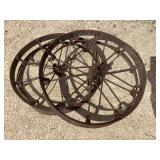 (2) Steel Wheels, 31ï¿½Diameter, DISPLAYED OUTSIDE,