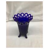 Cobalt Blue 4 Footed Glass Vase, 5ï¿½T