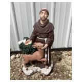 St. Francis Assisi Painted Cement Lawn Ornament,
