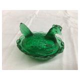Boyd Green Glass Hen on a Nest, 2 1/2ï¿½L, 2ï¿½T