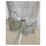 (2) Glass Chicken Candy Containers, 5ï¿½L, 4 1/2ï¿½T