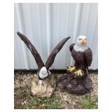 (2) Painted Cement Eagle Lawn Ornaments, 20ï¿½T &