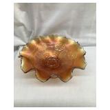 Carnival Glass ï¿½Dble. Stem Roseï¿½ Candy Dish w/