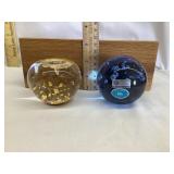 (2) Handmade/Blown Glass Paperweights