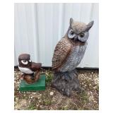(2) Painted Cement Owl Lawn Ornaments, 22ï¿½T &