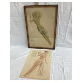 (2) Vargas Pin-Ups Magazine Pages,(1) Framed, 14