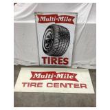 (2) Multi-Mile Tire Signs, Aluminum 36?Tx24?L &