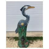 Painted Cement Crane Lawn Ornament, 39ï¿½T