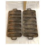 (2) BSR Cast Iron Corn Bread Pans, 12 3/4ï¿½L, 5