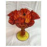 Fenton Amberina Glass Compote, 6ï¿½T