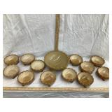 Early Carmel Slag Glass Berry Footed Bowl Set,