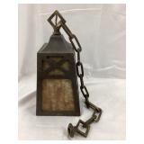 Slag Glass & Brass Arts & Crafts Hanging Light