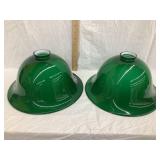 (2) Vintage Green Glass Light Shades,