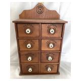Primitive Eight Drawer Wood Spice Cabinet, 15