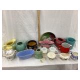 Large Flat of Vintage Ceramic Pitchers, Planters,