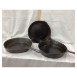 (3) Wagner No. 8 Cast Iron Skillets, 10 1/2"