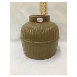 Salt Glazed Ribbed Stoneware Storage  Jar, 6"T,