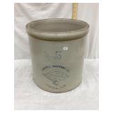 Lowell Pottery, Tonica ILL. 5 Gal. Crock, 12 3/4"T