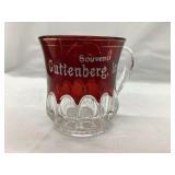 Guttenberg, Iowa Ruby Red Souvenir Cup, 3"T