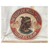 Sleepy Eye Paper Adv. Sign/Label, 16" Diameter