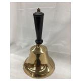 Large Brass Teacher Bell w/ Donger, 9 1/2"T,