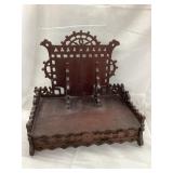 Ornate Wood Carved Letter Sorter w/ Drawer,
