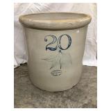 Red Wing Union Stoneware 20 Gal. Crock w/ Dble.
