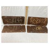 (2) Pais of 1939 Iowa Metal License Plates,