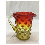 Amberina Hobnail Glass Creamer, 4"T