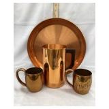 Copper Tray, Water Pitcher & (2) Mugs, Incl. 1933