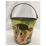 Chein Tin Litho Cow Sand Bucket, 6"T