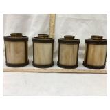 (4) Slag Glass & Brass Light Shades, 4 1/2"