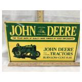 Modern John Deere Porcelain Sign, 9 1/4" x 15