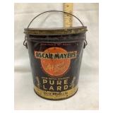 Early Oscar Mayer's Pure Lard Tin Pail, 1 lb., 6
