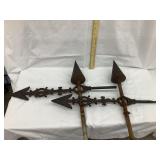 (2) Cast Iron Lightning Rod Arrows w/ Cone Top