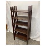 Arts & Crafts Style 5 Tier Wood Shelf, 51 1/2'T,