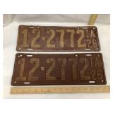 Set of 1926 Iowa License Plates