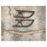 (2) Wood Sled Runners & Primitive Carved Bow