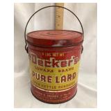 Decker's Iowana Brand Pure Lard Pail, 6 1/4'T