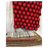 Vintage Afghan & (5) Rag Rugs, Various Sizes,
