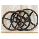 (3) Vintage Wood Steering Wheels