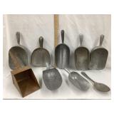 (9) Metal Ice Scoops, Various Sizes