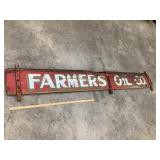 Wooden Painted 'Farmers Oil Co' Sign/Sideboard,