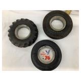 (3) Firestone Rubber Tire Ashtrays, approx. 6