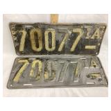 Pair of Vintage Iowa Metal License Plates, (1)