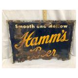 Hamm's Beer Tin Embossed Sign, Rusted-Condition