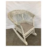Wicker Child's Rocker w/ Upholstered Seat, 19'T,