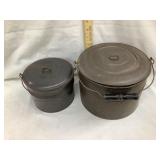 (2) Round Child's Lunch Pails w/ Lids, 6' & 5'T