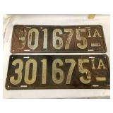 Set of 'No Year' Iowa License Plates